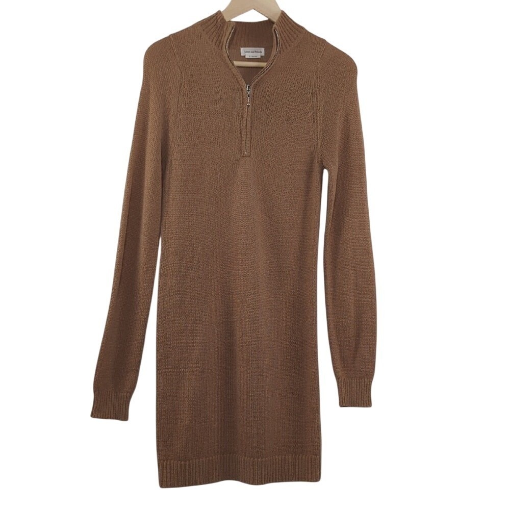 Lovers and Friends Anthea Sweater Dress Camel Medium‎ Cozy Warm Fall Cabincore - Picture 2 of 16